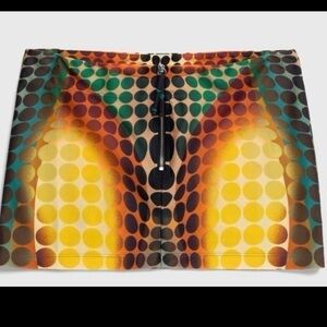 Jean Paul Gaultier Yellow and Black Polka Dot Mini Skirt